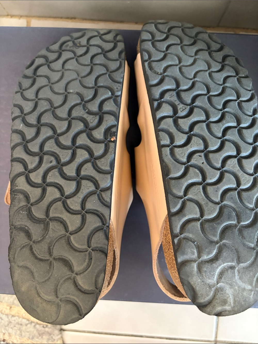 Birkenstock Double-Buckle Sandals in Nude with Gold Hardware - Picture 7 of 7